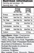 Nutritional information for Frenchies Keto Cranberry Sauce, showcasing a low-carb, sugar-free option with a healthy balance of calories, fats, and protein per serving.