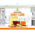 Detailed nutrition facts for Frenchies Keto Honey Comb Lemon Syrup, highlighting its low-carb, keto-friendly ingredients with a balance of sweet and citrus flavors.