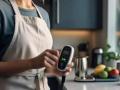 Woman holding A digital glucose meter