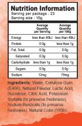 Detailed nutrition facts for Frenchies Keto Peach Syrup, highlighting its low-carb, sugar-free content, and nutritional breakdown—perfect for mindful eating and low-carb diets.